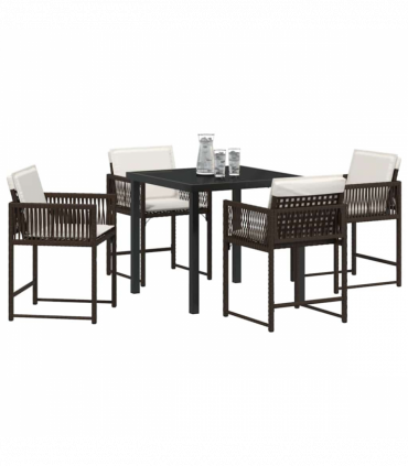 vidaXL Garden Dining Set 5 pcs Brown Poly Rattan