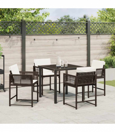 vidaXL Garden Dining Set 5 pcs Brown Poly Rattan
