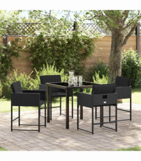 vidaXL Garden Dining Set 5 pcs Black Poly Rattan