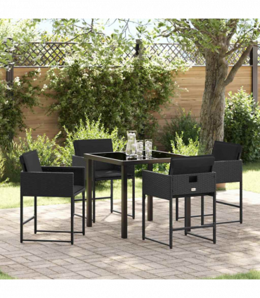 vidaXL Garden Dining Set 5 pcs Black Poly Rattan