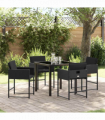 vidaXL Garden Dining Set 5 pcs Black Poly Rattan