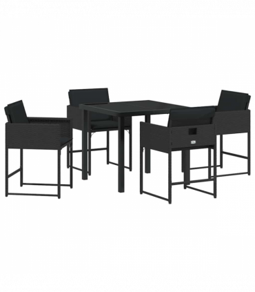 vidaXL Garden Dining Set 5 pcs Black Poly Rattan