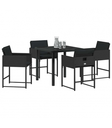vidaXL Garden Dining Set 5 pcs Black Poly Rattan