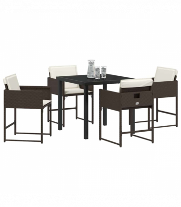 vidaXL Garden Dining Set 5 pcs Brown Poly Rattan