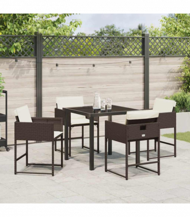 vidaXL Garden Dining Set 5 pcs Brown Poly Rattan