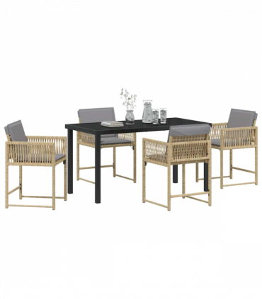 vidaXL Garden Dining Set 5 pcs Beige Poly Rattan