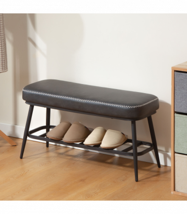 Leather Shoe Storage Bench