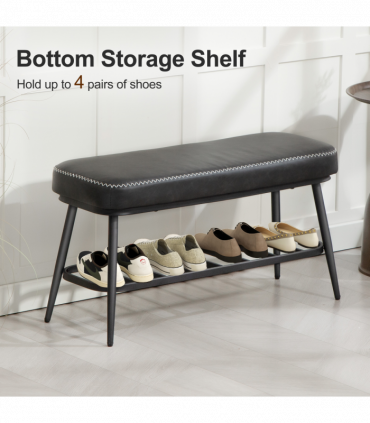 Leather Shoe Storage Bench