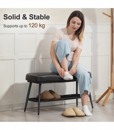 Leather Shoe Storage Bench