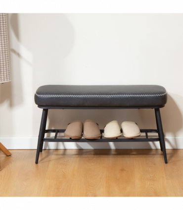 Leather Shoe Storage Bench