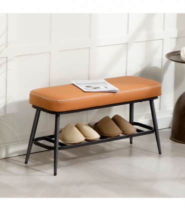 Leather Shoe Storage Bench