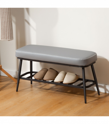 Leather Shoe Storage Bench