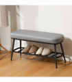 Leather Shoe Storage Bench