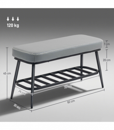 Leather Shoe Storage Bench