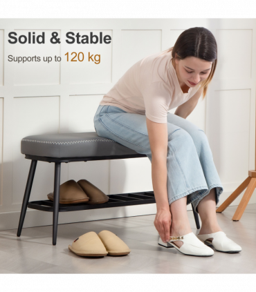 Leather Shoe Storage Bench