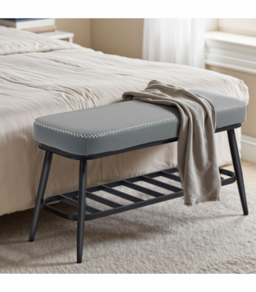 Leather Shoe Storage Bench