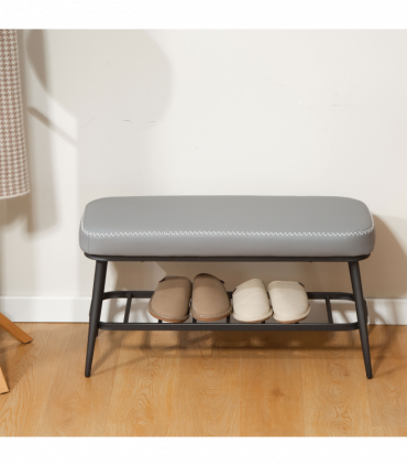 Leather Shoe Storage Bench