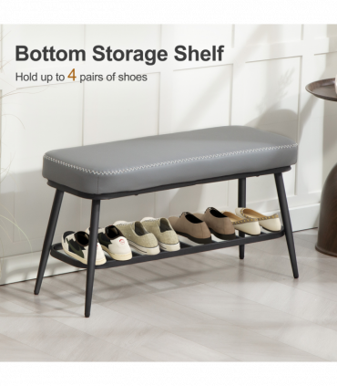 Leather Shoe Storage Bench