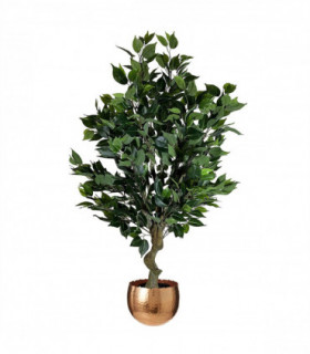 100cm Leaf Realistic Artificial Ficus Tree / Plant Bush Ficus Copper Curve Planter