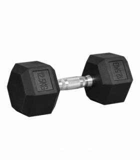 12.5KG Single Rubber Hex Dumbbell Portable Hand Weights for Home Gym HOMCOM