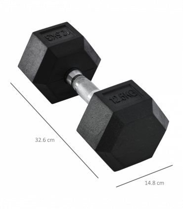 12.5KG Single Rubber Hex Dumbbell Portable Hand Weights for Home Gym HOMCOM