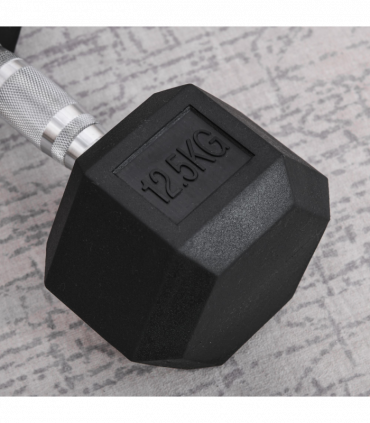 12.5KG Single Rubber Hex Dumbbell Portable Hand Weights for Home Gym HOMCOM