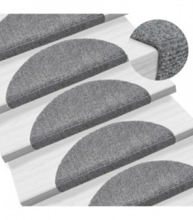 15 Self-adhesive Stair Mats Needle Punch 56x17x3 cm Light Grey