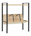 2-Layer Book Shelf Black and Oak 52x28x59 cm Engineered Wood
