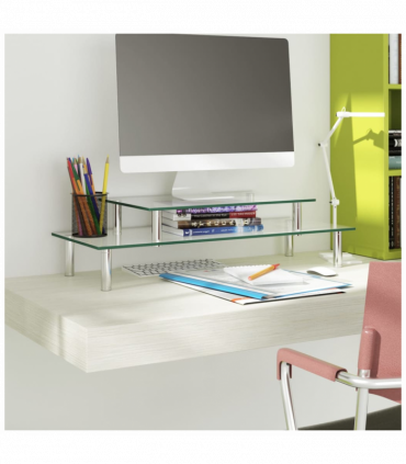 2-Tier Monitor Stand Transparent Glass