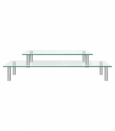 2-Tier Monitor Stand Transparent Glass