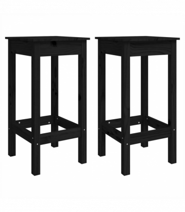 vidaXL 3 Piece Garden Bar Set Black Solid Wood Pine