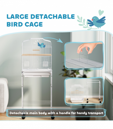 Bird Cage Starter Kit with Detachable Rolling Stand