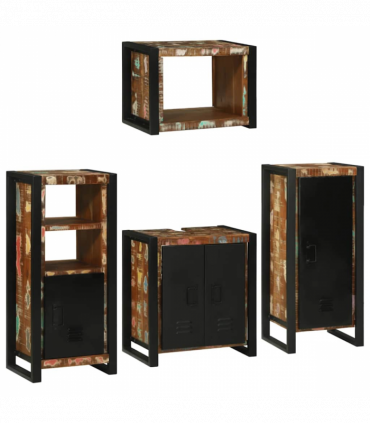 vidaXL Bathroom Furniture Set 4 pcs Multicolour Solid Reclaimed Wood