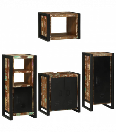 vidaXL Bathroom Furniture Set 4 pcs Multicolour Solid Reclaimed Wood