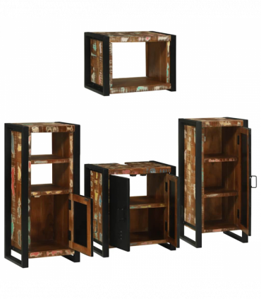 vidaXL Bathroom Furniture Set 4 pcs Multicolour Solid Reclaimed Wood