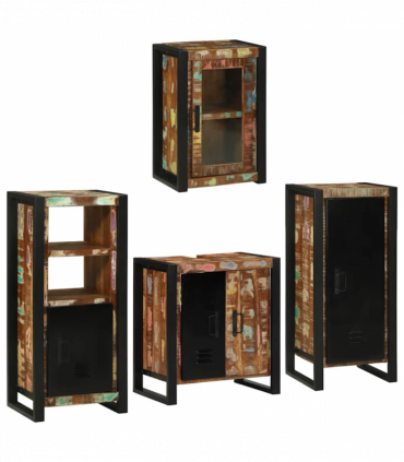 vidaXL Bathroom Furniture Set 4 pcs Multicolour Solid Reclaimed Wood