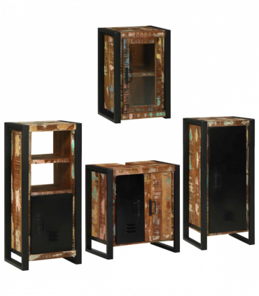 vidaXL Bathroom Furniture Set 4 pcs Multicolour Solid Reclaimed Wood