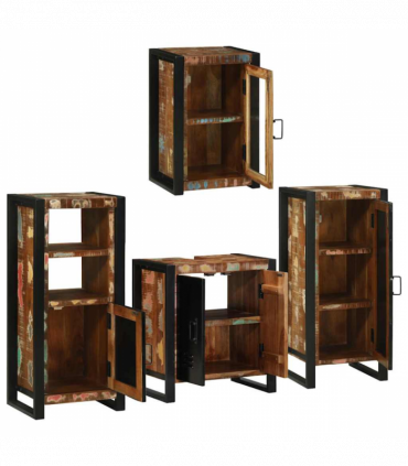 vidaXL Bathroom Furniture Set 4 pcs Multicolour Solid Reclaimed Wood