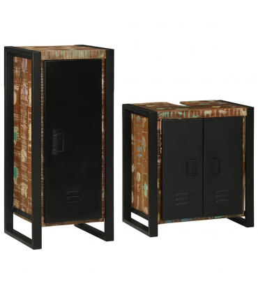 vidaXL Bathroom Furniture Set 2 pcs Multicolour Solid Reclaimed Wood