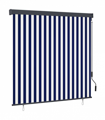 vidaXL Outdoor Roller Blind Striped Blue and white 180 x 250 cm Fabric