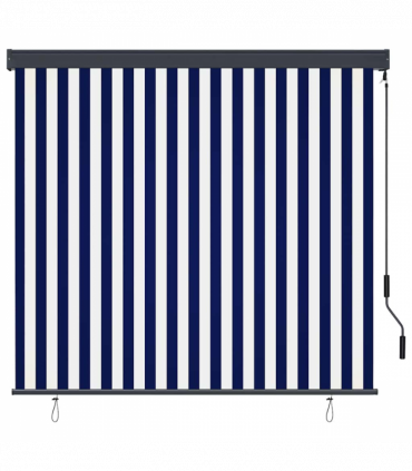 vidaXL Outdoor Roller Blind Striped Blue and white 180 x 250 cm Fabric