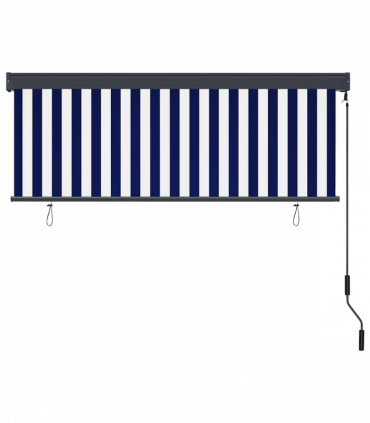 vidaXL Outdoor Roller Blind Striped Blue and white 180 x 250 cm Fabric