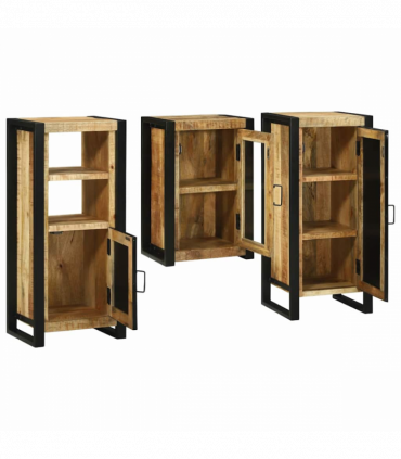 vidaXL Bathroom Furniture Set with Door 3 pcs Brown Solid Mango Wood