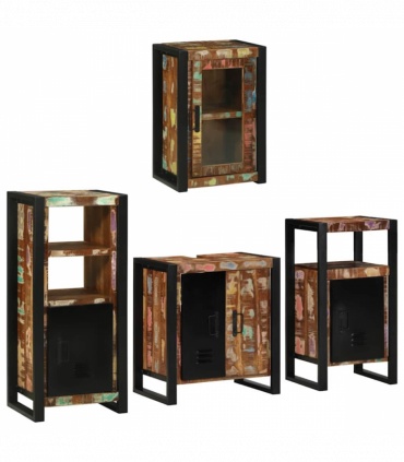 vidaXL Bathroom Furniture Set 4 pcs Multicolour Solid Reclaimed Wood