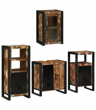 vidaXL Bathroom Furniture Set 4 pcs Multicolour Solid Reclaimed Wood