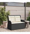 vidaXL Garden Bench with Cushion Black Poly rattan