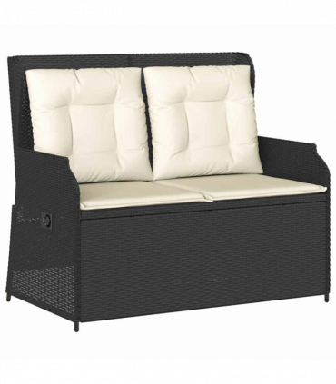 vidaXL Garden Bench with Cushion Black Poly rattan