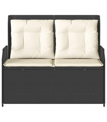 vidaXL Garden Bench with Cushion Black Poly rattan