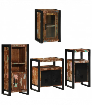 vidaXL Bathroom Furniture Set 4 pcs Multicolour Solid Reclaimed Wood