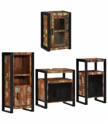 vidaXL Bathroom Furniture Set 4 pcs Multicolour Solid Reclaimed Wood